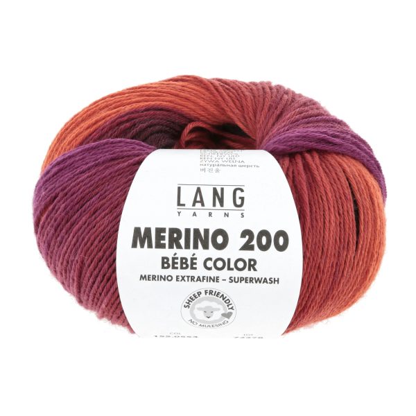 Merino 200 Bébé Color 0554 orange/rot/viola – Bild 2