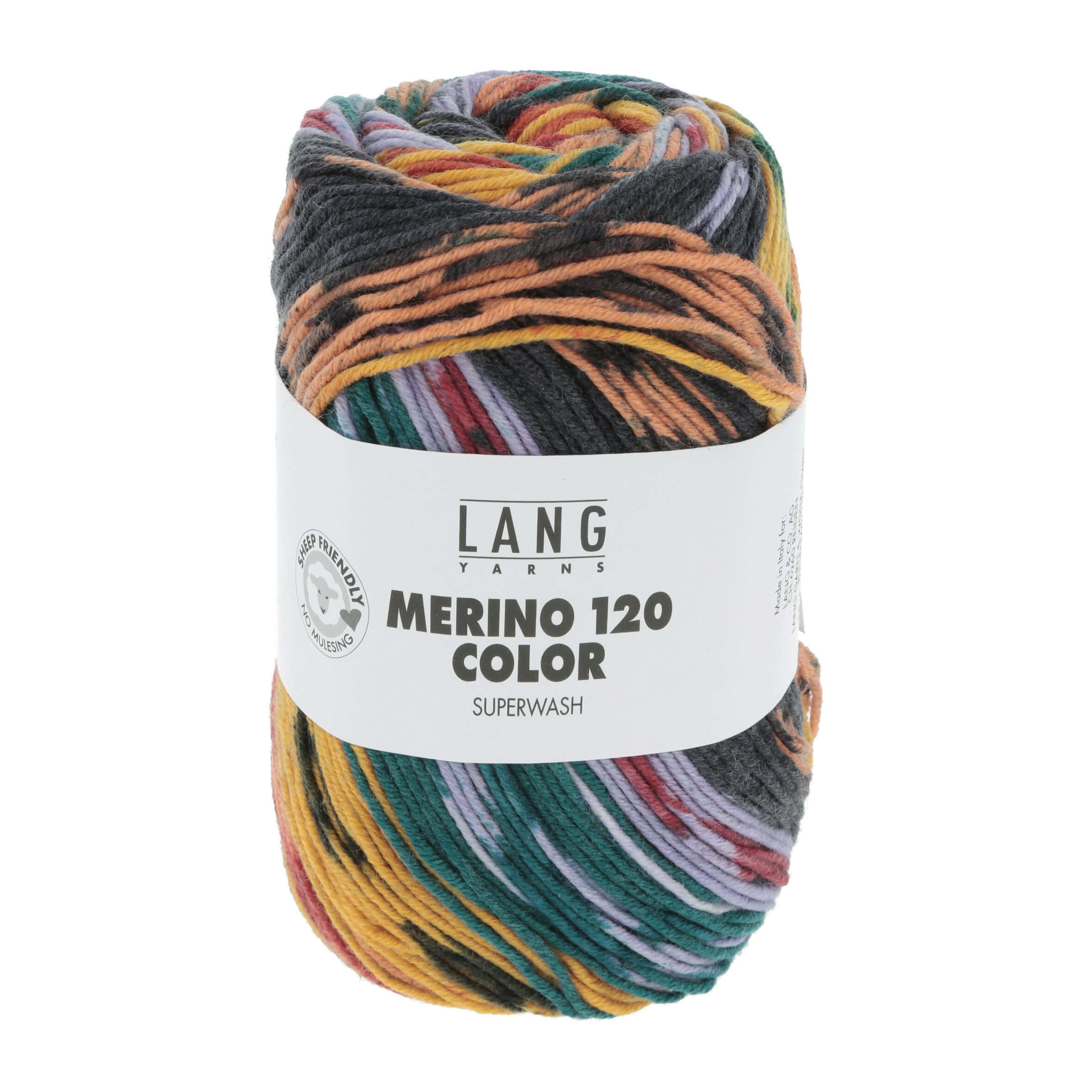 Merino 120 Color 0004 gelb/petrol/orange/flieder – Bild 2