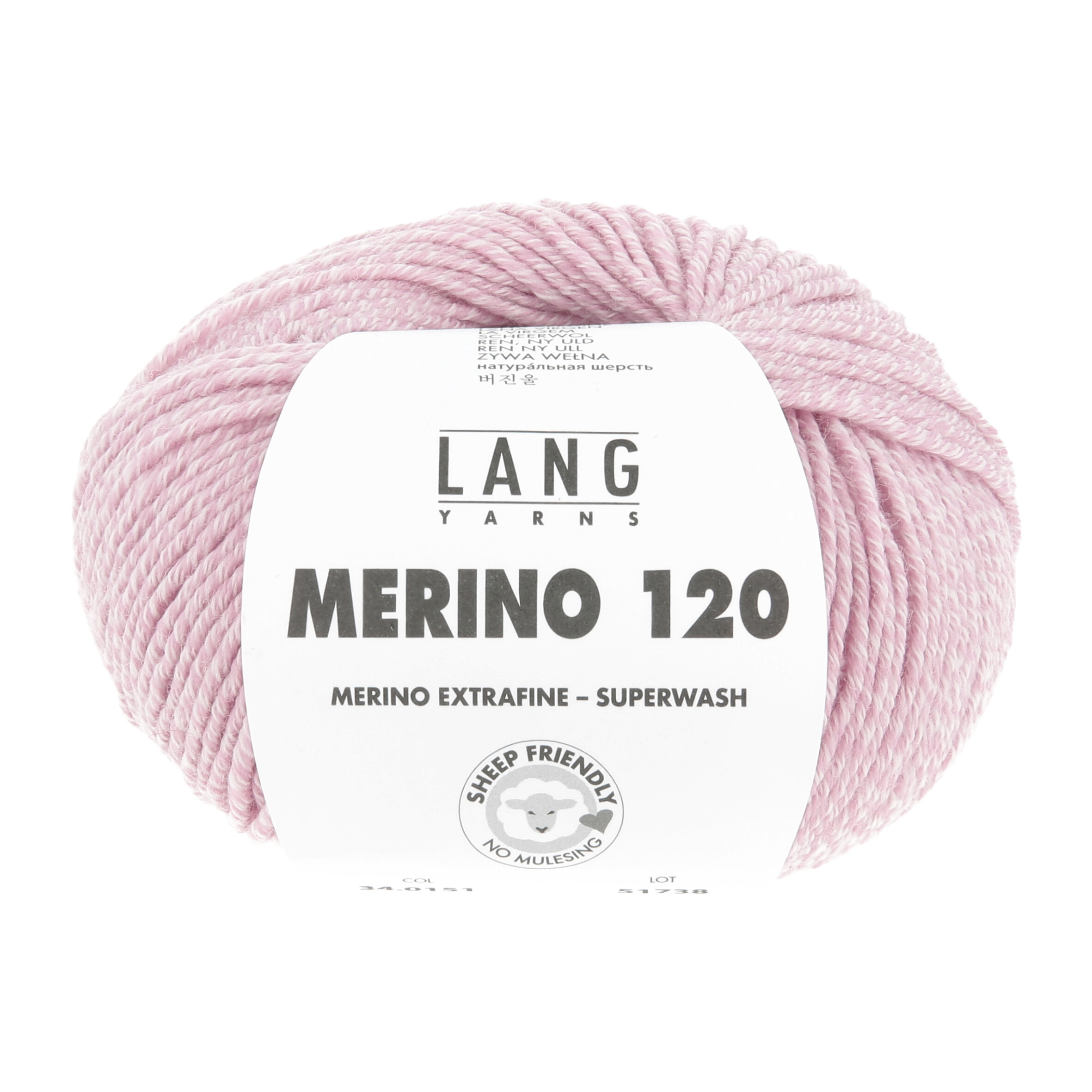 Merino 120 0151 flamingo/weiss mouliné – Bild 2