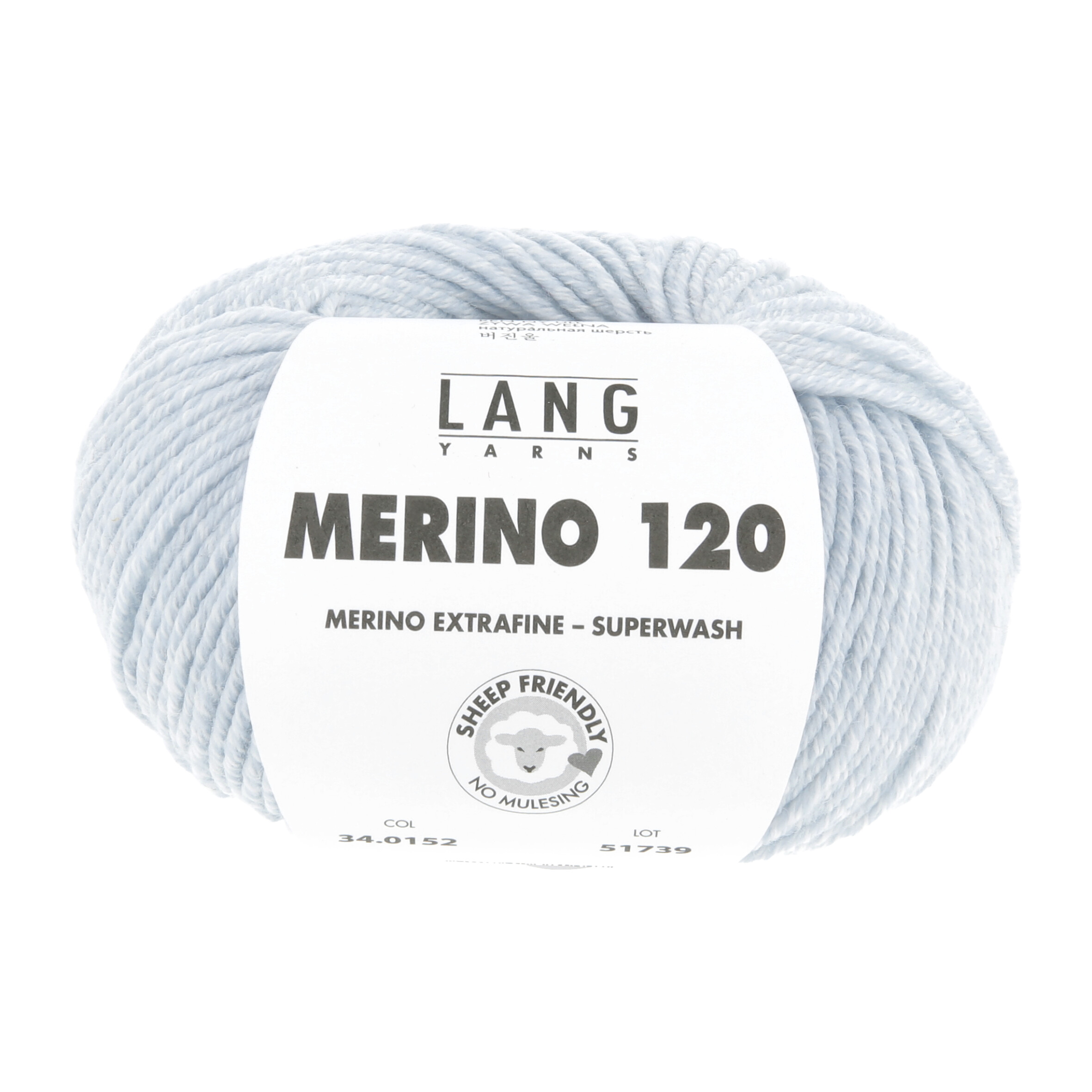 Merino 120 0152 eisblau/weiss mouliné – Bild 2