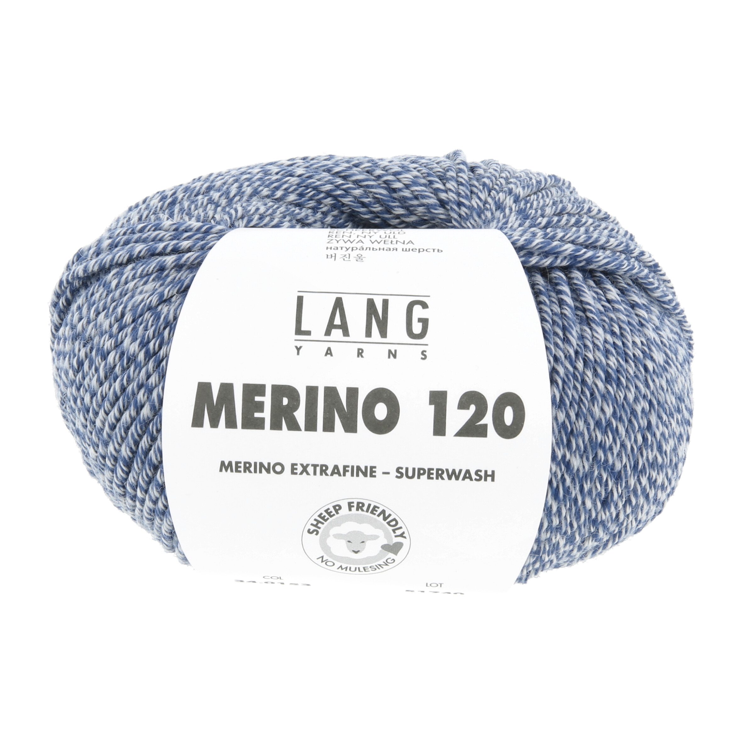 Merino 120 0153 marine/weiss mouliné – Bild 2