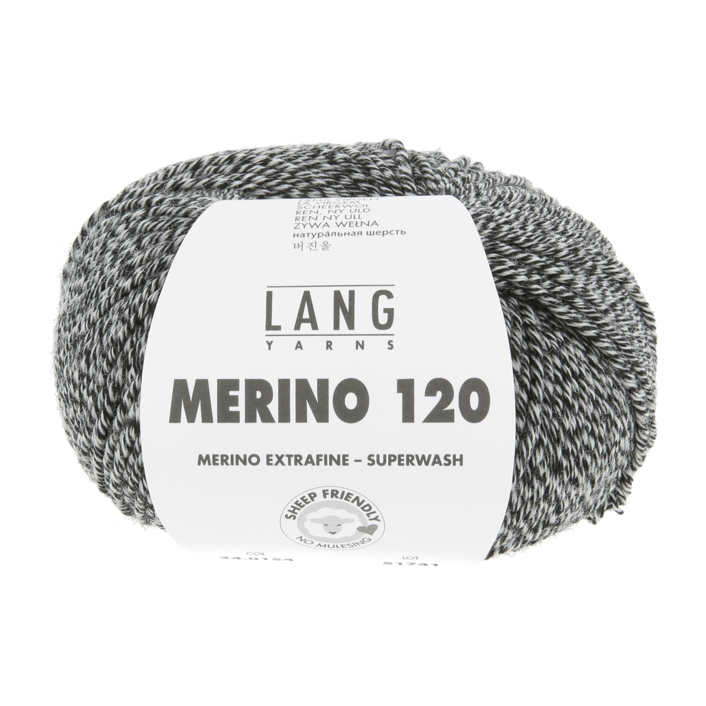 Merino 120 0154 schwarz/weiss mouliné – Bild 2