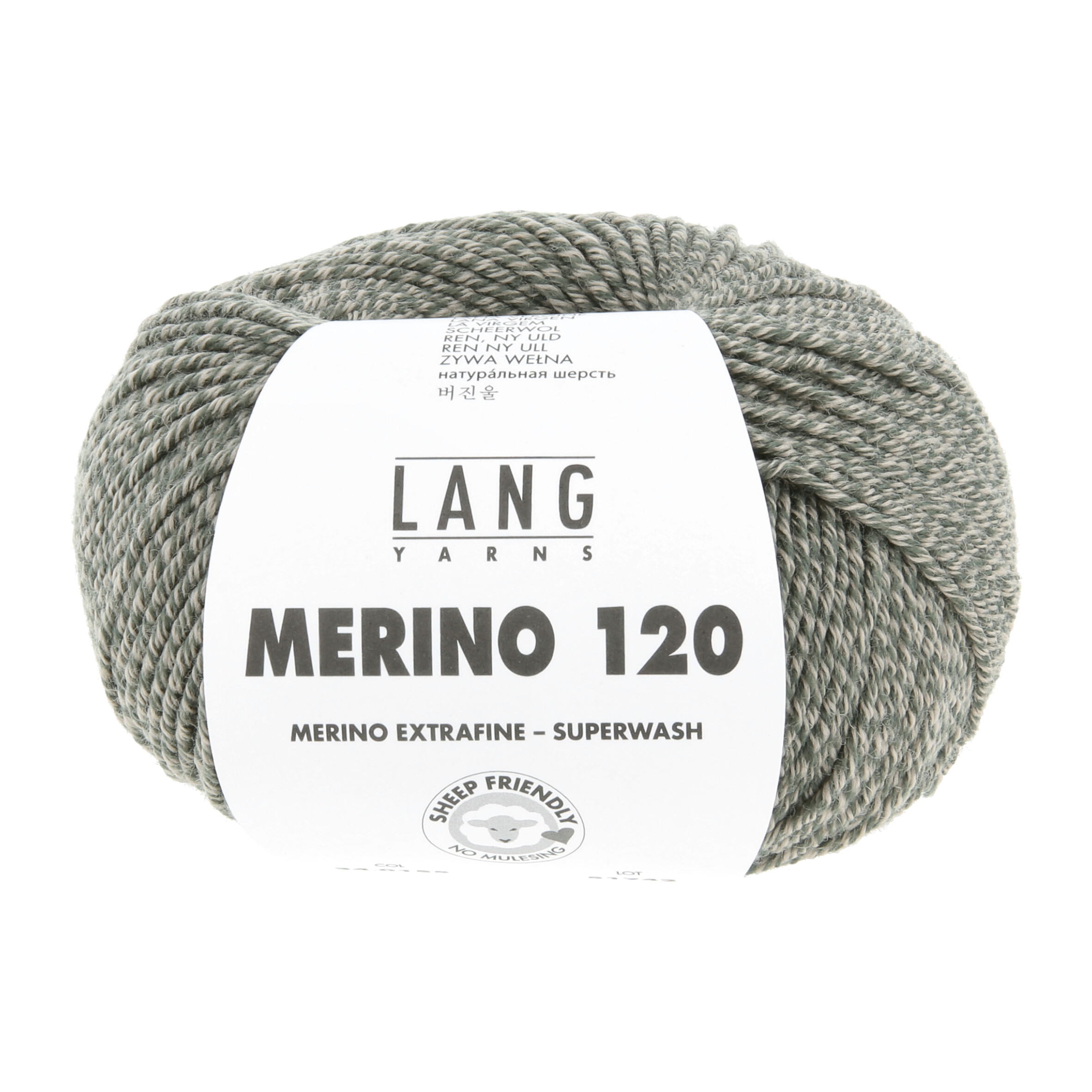 Merino 120 0155 waldgrün/beige mouliné – Bild 2